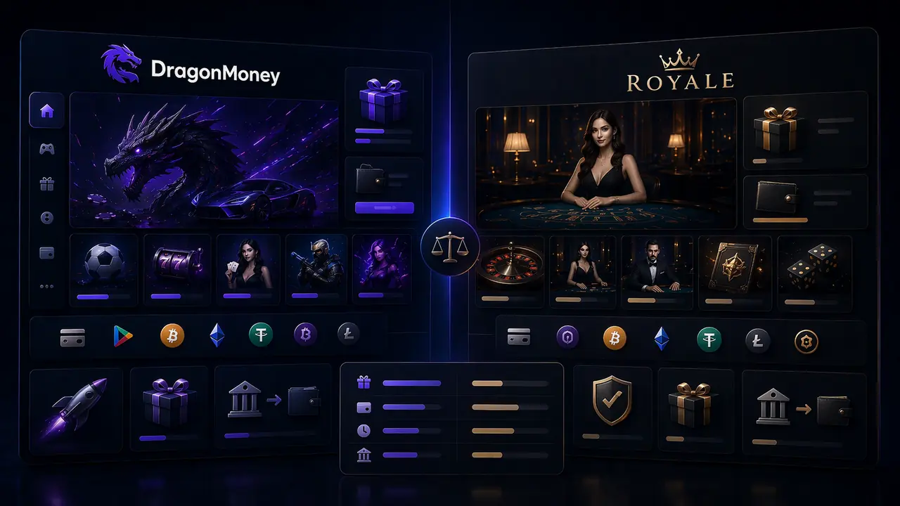 DragonMoney или Royale: где быстрее понять игры, кассу и правила депозита